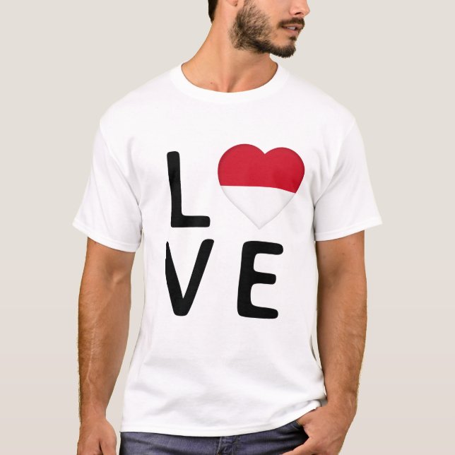 Camiseta Amor - Bandera de Mónaco (Anverso)