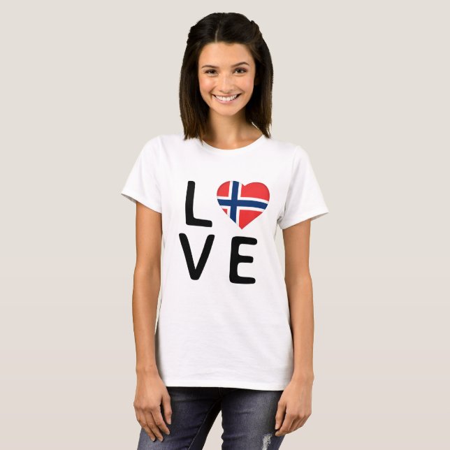 Camiseta Amor - Bandera de Noruega (Anverso completo)