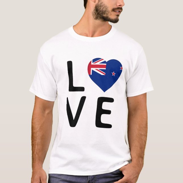 Camiseta Amor - Bandera de Nueva Zelanda (Anverso)