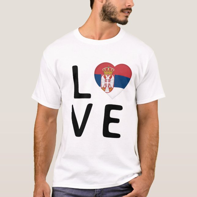 Camiseta Amor - Bandera de Serbia (Anverso)