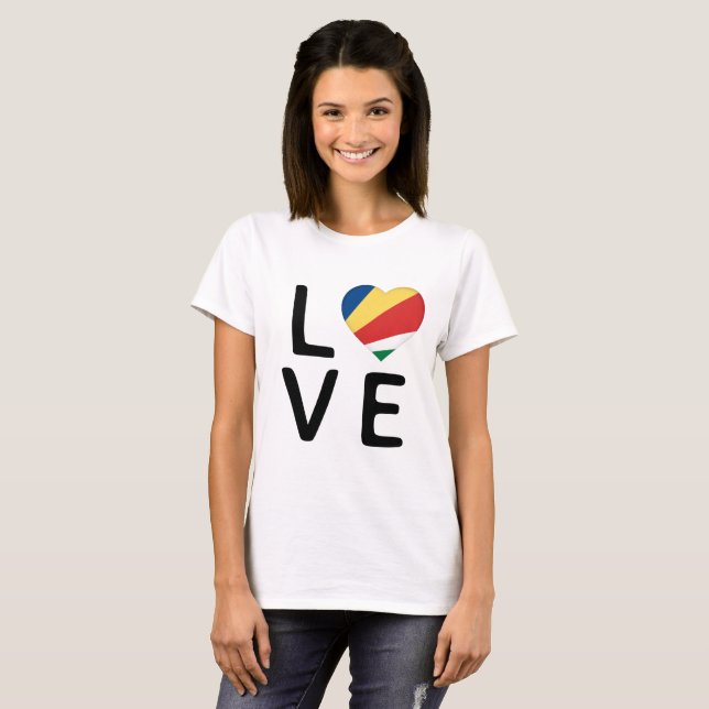 Camiseta Amor - Bandera de Seychelles (Anverso completo)