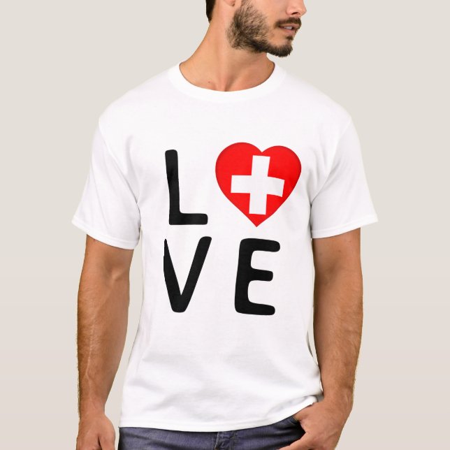 Camiseta Amor - Bandera de Suiza (Anverso)