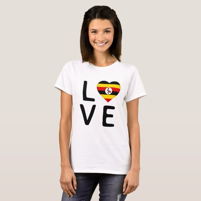 Camiseta Amor - Bandera de Uganda (Anverso completo)