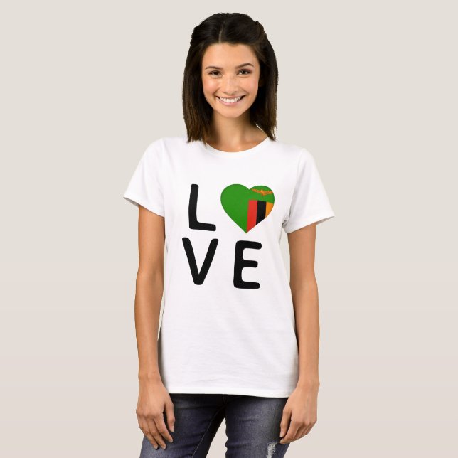 Camiseta Amor - Bandera de Zambia (Anverso completo)