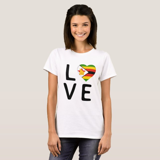 Camiseta Amor - Bandera de Zimbabue (Anverso completo)