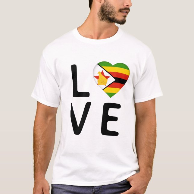 Camiseta Amor - Bandera de Zimbabue (Anverso)