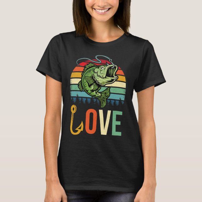 Camiseta Amor Bass Pesca Retro Sunset Amor Bass Fish Love (Anverso)
