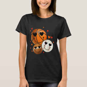 Camiseta Amor Béisbol Baloncesto Fútbol Retro Sonrisa cara