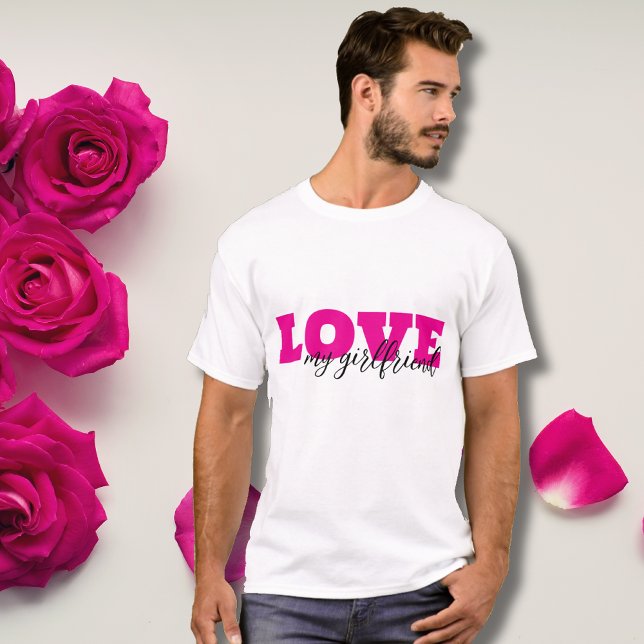 Camiseta Amor blanco San Valentín rosa caliente (Subido por el creador)