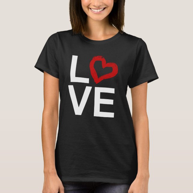 Camiseta AMOR, blanco y negro con el corazón bosquejado (Anverso)