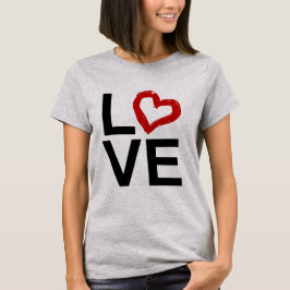 Camiseta AMOR, blanco y negro con el corazón bosquejado