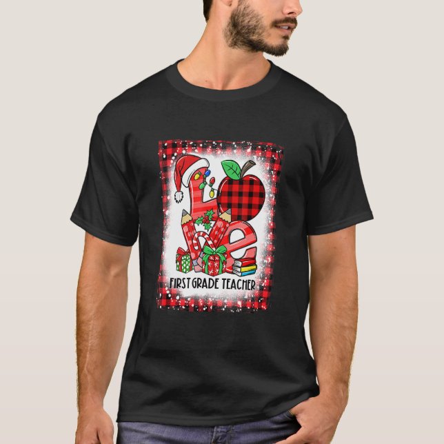 Camiseta Amor blanqueado Primer Grado Profesor Santa Claus (Anverso)