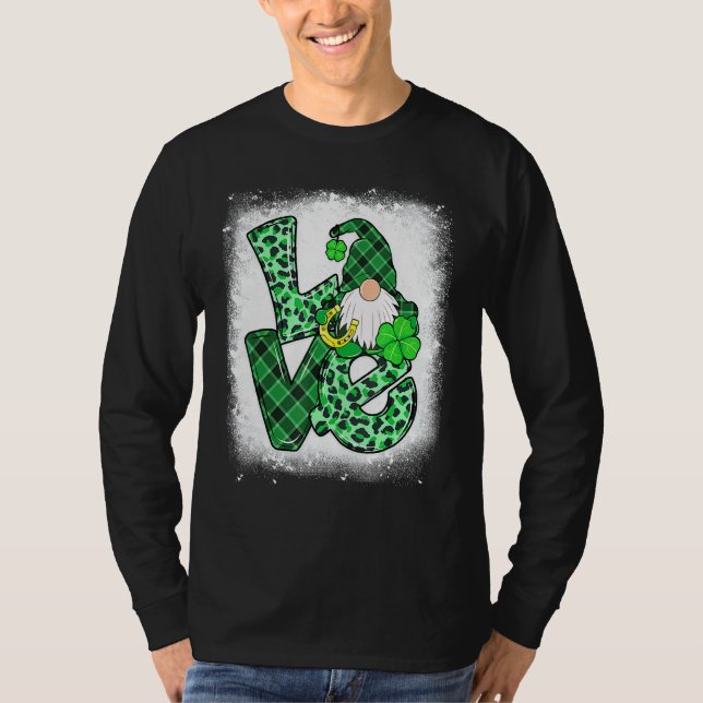 Camiseta Amor blanqueado San Patrón Día Gnomes Shamrock par (Anverso)