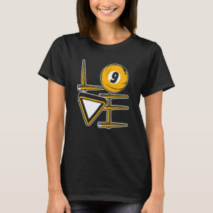 Camiseta Amor Bolas De Billar Snooker Jugador Billar