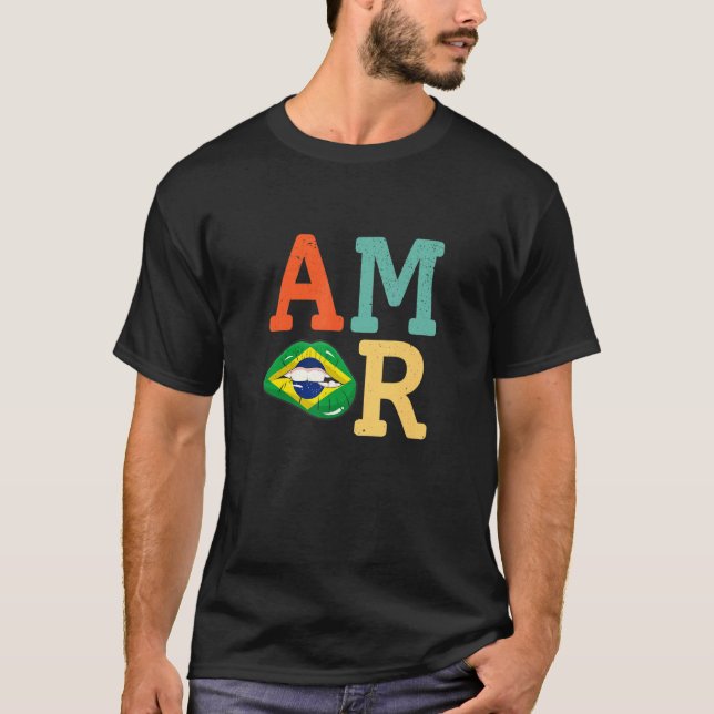 Camiseta Amor Brazil flag lips (Anverso)