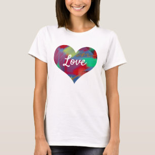 Camiseta Amor brillante y alegre forma de corazón de texto