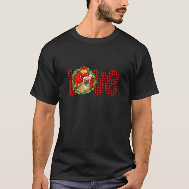 Camiseta Amor Bulldog francés Perro amor Navidades Red Plai (Anverso)