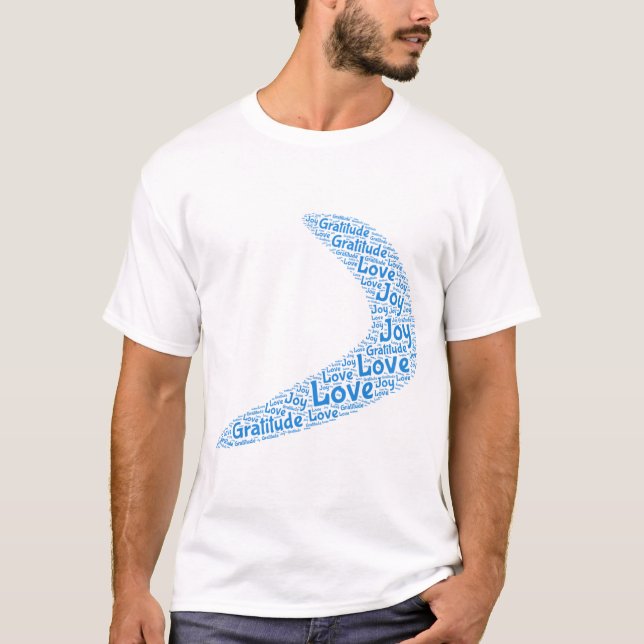 Camiseta Amor bumerán, Gratitud, Alegría (Anverso)