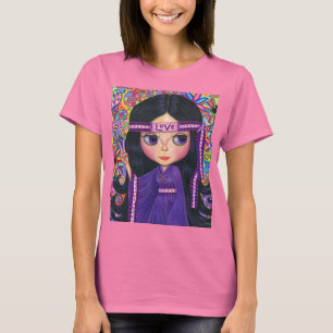 Camiseta Amor Cabeza Hippie Chica Doll Purple Psicodelic