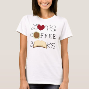 Camiseta Amor, café, libros