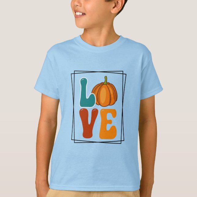 Camiseta Amor, Calabaza Cae Niño Otoño (Anverso)