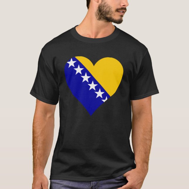 Camiseta Amor cardíaco de la bandera de Bosnia y Herzegovin (Anverso)