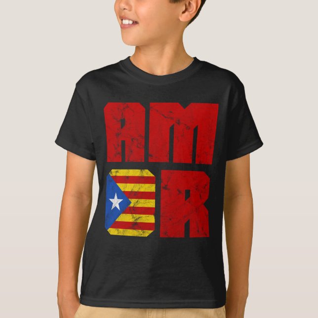 Camiseta Amor catalán, bandera de Cataluña Estelada (Anverso)