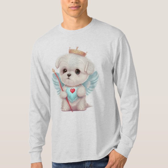 Camiseta Amor celestial: Perro maltés Ángel lindo (Anverso)