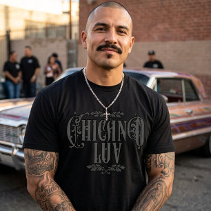 Camiseta Amor chicano negro Nombre personalizado