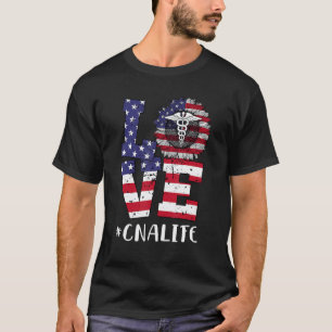 Camiseta Amor Cna Vida Enfermera 4 De Julio Bandera America