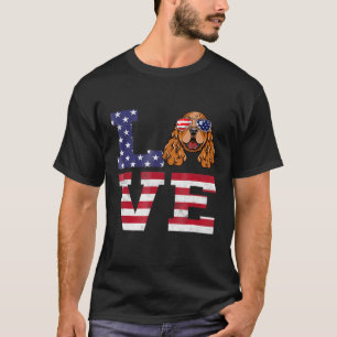 Camiseta Amor Cocker Inglés Español Perro Bandera Americana