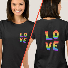 Camiseta AMOR Colores arcoiris Impresión elegante frontal y