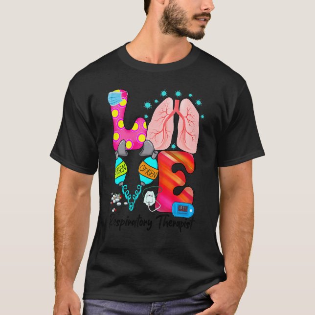 Camiseta Amor colorido Terapia Respiratoria Mujer Enfermera (Anverso)