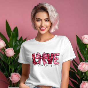 Camiseta Amor Como Jesús Coquette Estética Blanco Rosa