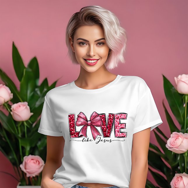 Camiseta Amor Como Jesús Coquette Estética Blanco Rosa (Subido por el creador)