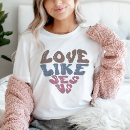 Camiseta Amor Como Jesús Fe Cristiana Corazón Retro
