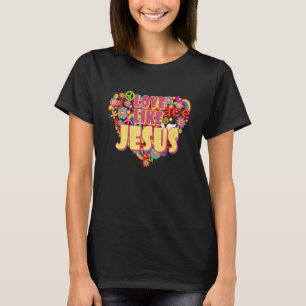Camiseta Amor Como Jesús Flores Cristianas Corazón Retro Ae