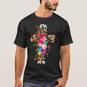 Camiseta Amor Como Jesús Leopardo Cruz Floral Cruz Cristian
