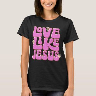 Camiseta Amor como Jesús, Retro Rosa Daisy Cuto Cristiano