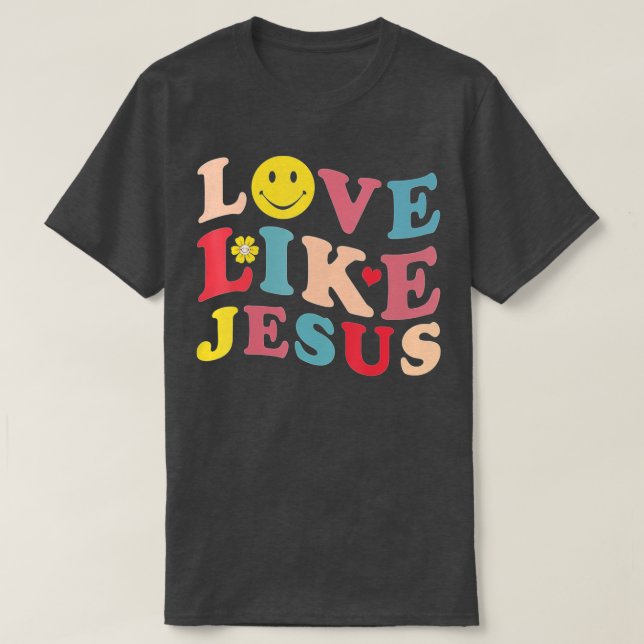 Camiseta Amor como Jesús Sonrisa cristiana Cara sonriente ( (Diseño del anverso)