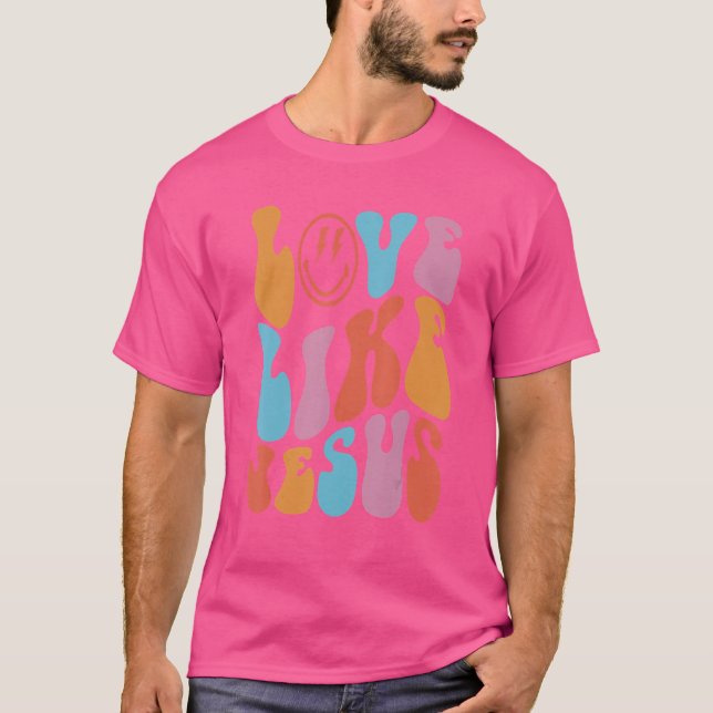 Camiseta Amor como Jesús Tendencia Cara Retro (Anverso)