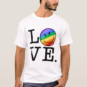 Camiseta Amor con un gay feliz LGBT de la bandera del arco
