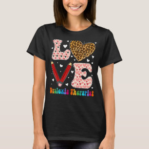 Camiseta Amor Corazón Dislexia Terapia Leopard Plaid Valent