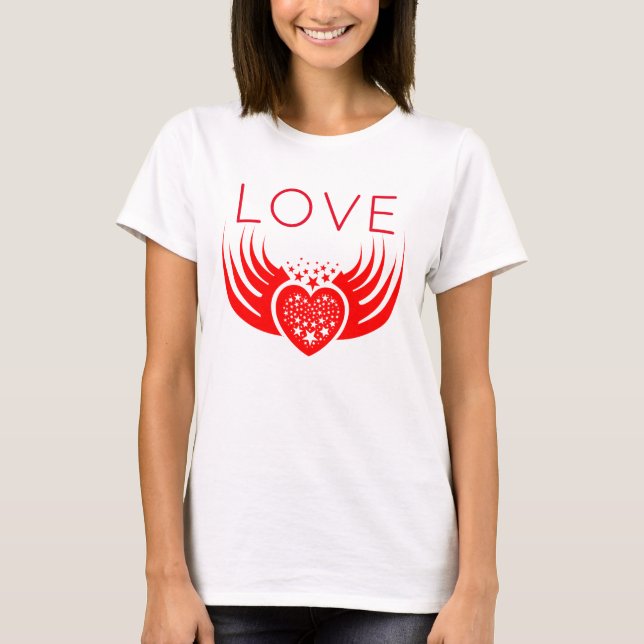 Camiseta Amor, corazón, estrellas y alas (Anverso)