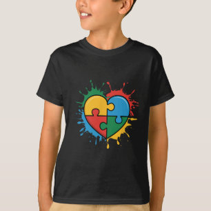Camiseta Amor Corazón Rompecabezas Pieza Aceptación Autismo
