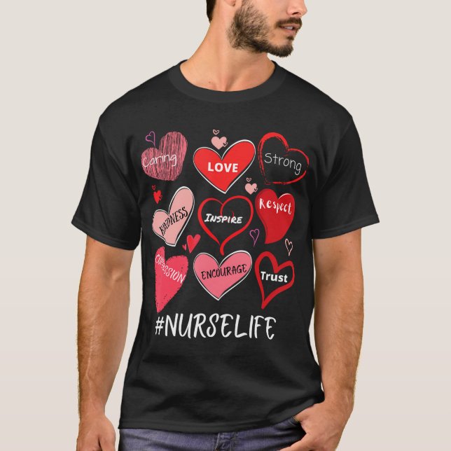 Camiseta Amor Corazón Stethoscope Enfermera Enfermería de v (Anverso)