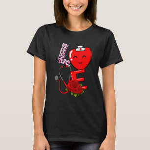 Camiseta Amor Corazón Stethoscope Enfermeras Enfermería Muj