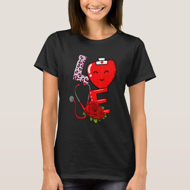 Camiseta Amor Corazón Stethoscope Enfermeras Enfermería Muj (Anverso)