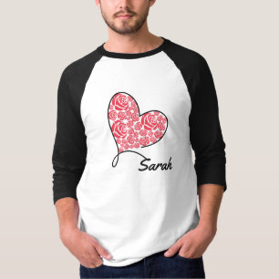 Camiseta Amor Corazón y Rosas - Personalizado