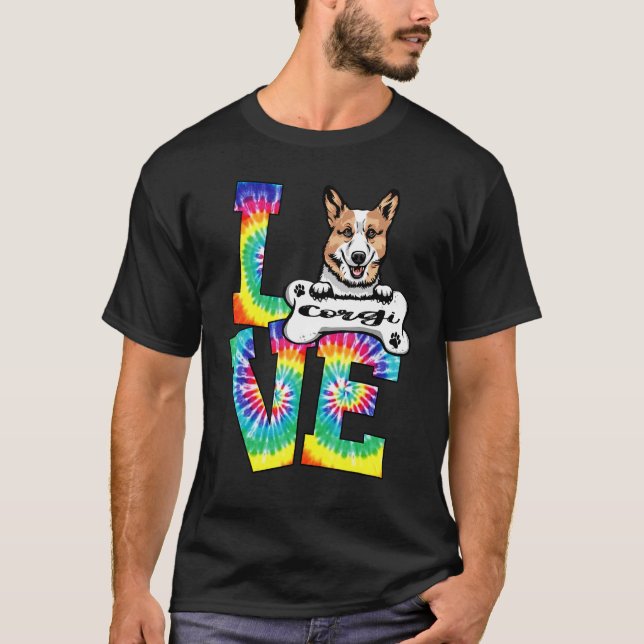 Camiseta Amor Corgi Tie Dye Arcoíris Perro (Anverso)